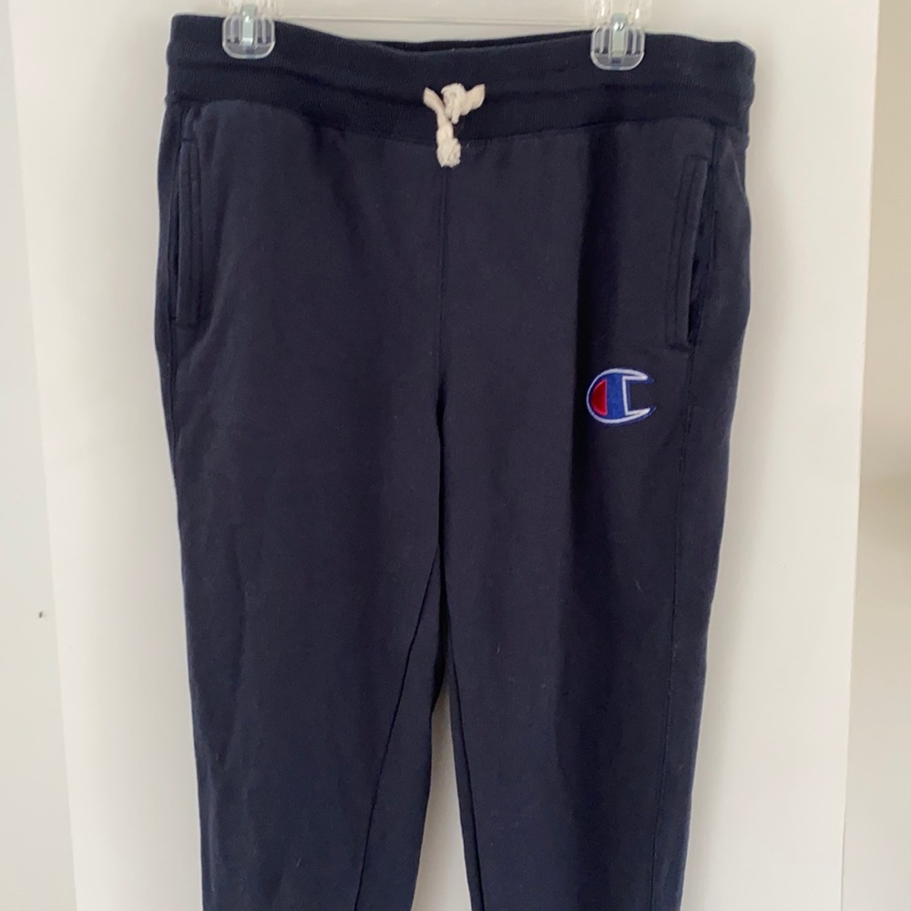 CHAMPION large logo navy jogger sweatpants track M